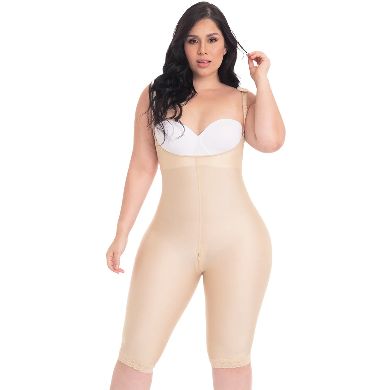 Knee Length Open Bust Seamless Bodysuit Tummy Control - MYD 0072