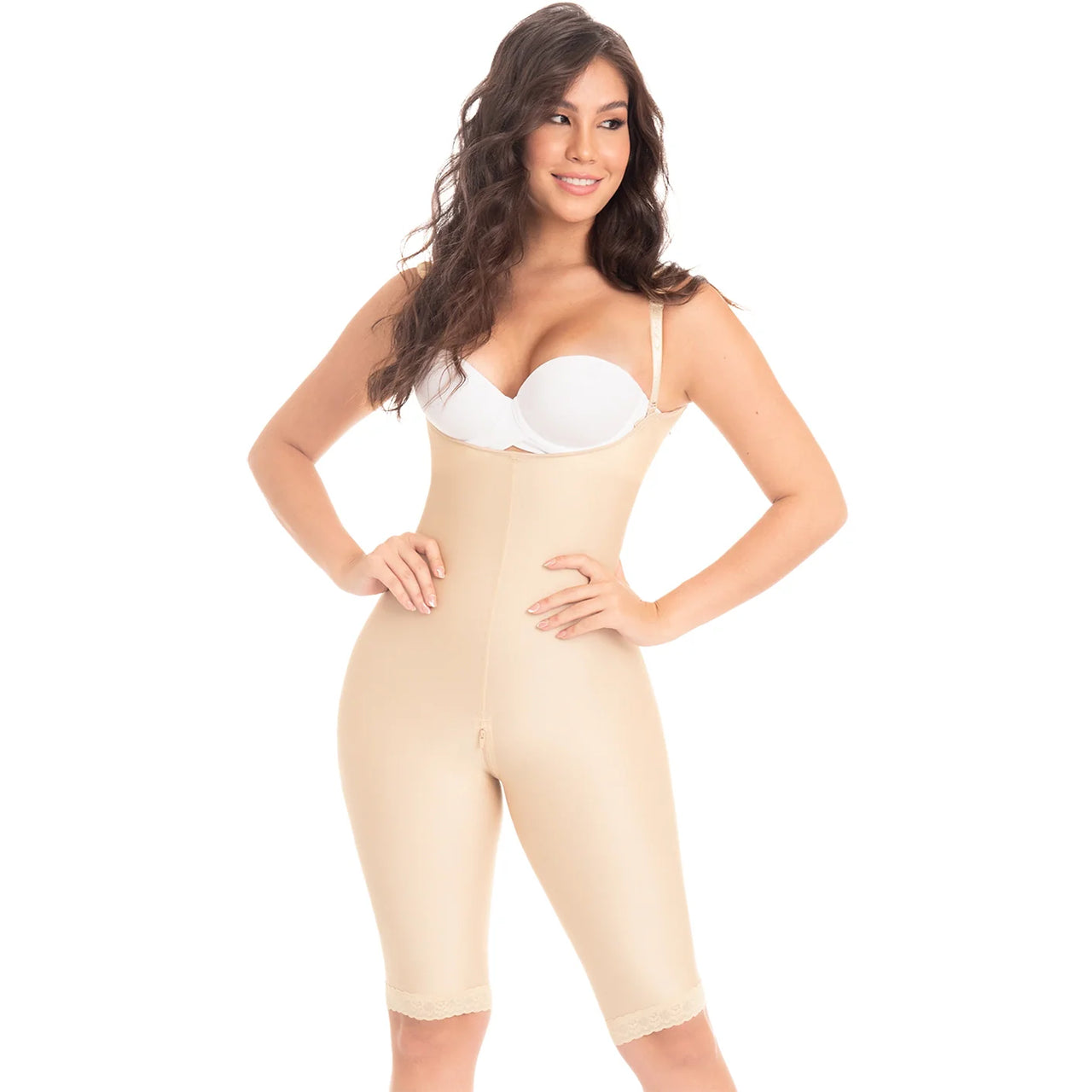 Knee Length Open Bust Seamless Bodysuit Tummy Control - MYD 0072