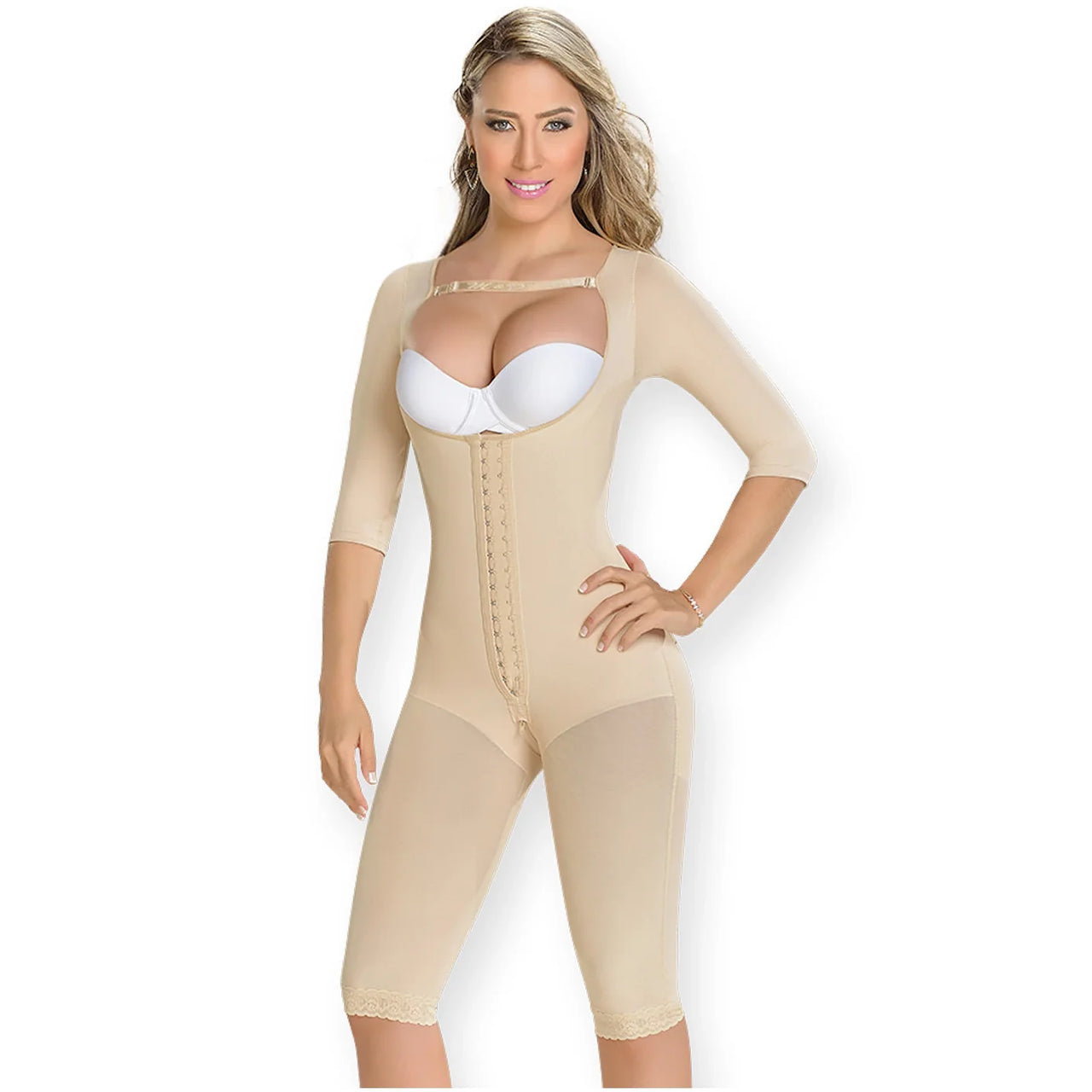 Post-Surgery Full Bodysuit Open Bust with Bra Straps - MYD 0074