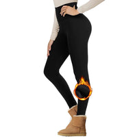 Thumbnail for Warm High Rise Stretchy Fleece Leggings - ONE SIZE