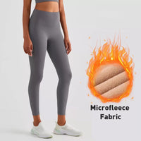 Thumbnail for Warm High Rise Stretchy Fleece Leggings - ONE SIZE