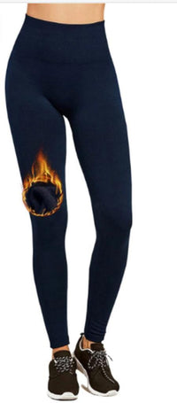 Thumbnail for Warm High Rise Stretchy Fleece Leggings - ONE SIZE