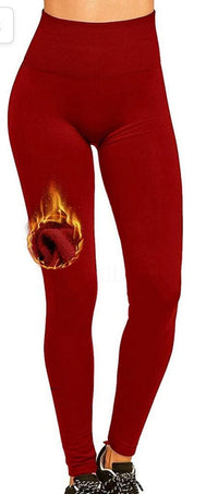 Thumbnail for Warm High Rise Stretchy Fleece Leggings - ONE SIZE