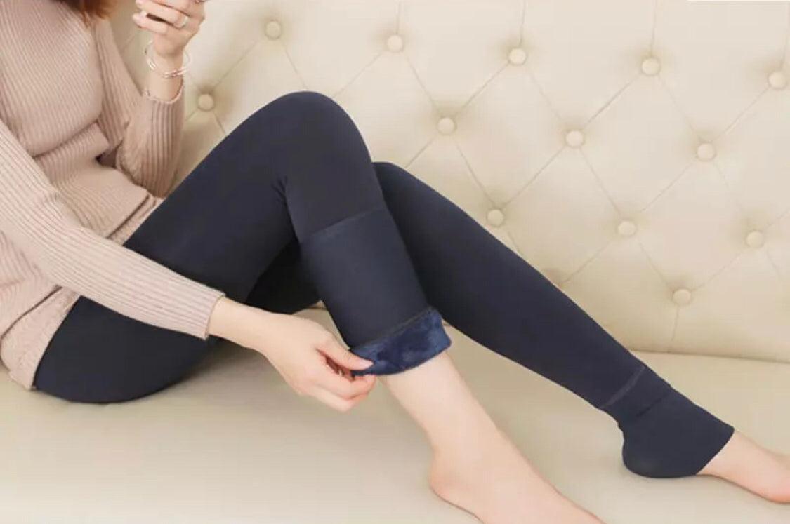 Warm High Rise Stretchy Fleece Leggings - ONE SIZE