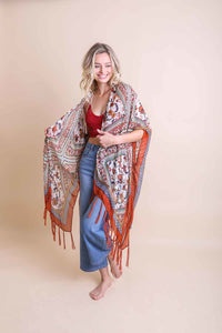 Thumbnail for Bohemian Diamond Tassel Kimono