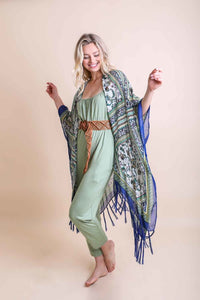 Thumbnail for Bohemian Diamond Tassel Kimono