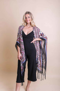 Thumbnail for Bohemian Diamond Tassel Kimono