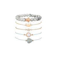 Thumbnail for Bracelet Set of 5 Pieces - Turtle & Heart Express Crystals 18K White Gold Plated