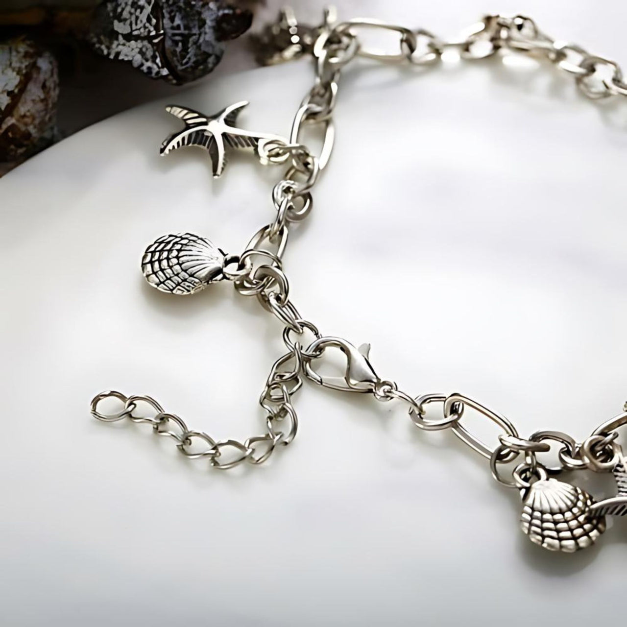 Charm Bracelet of the Sea 18K White Gold Plated Bracelet