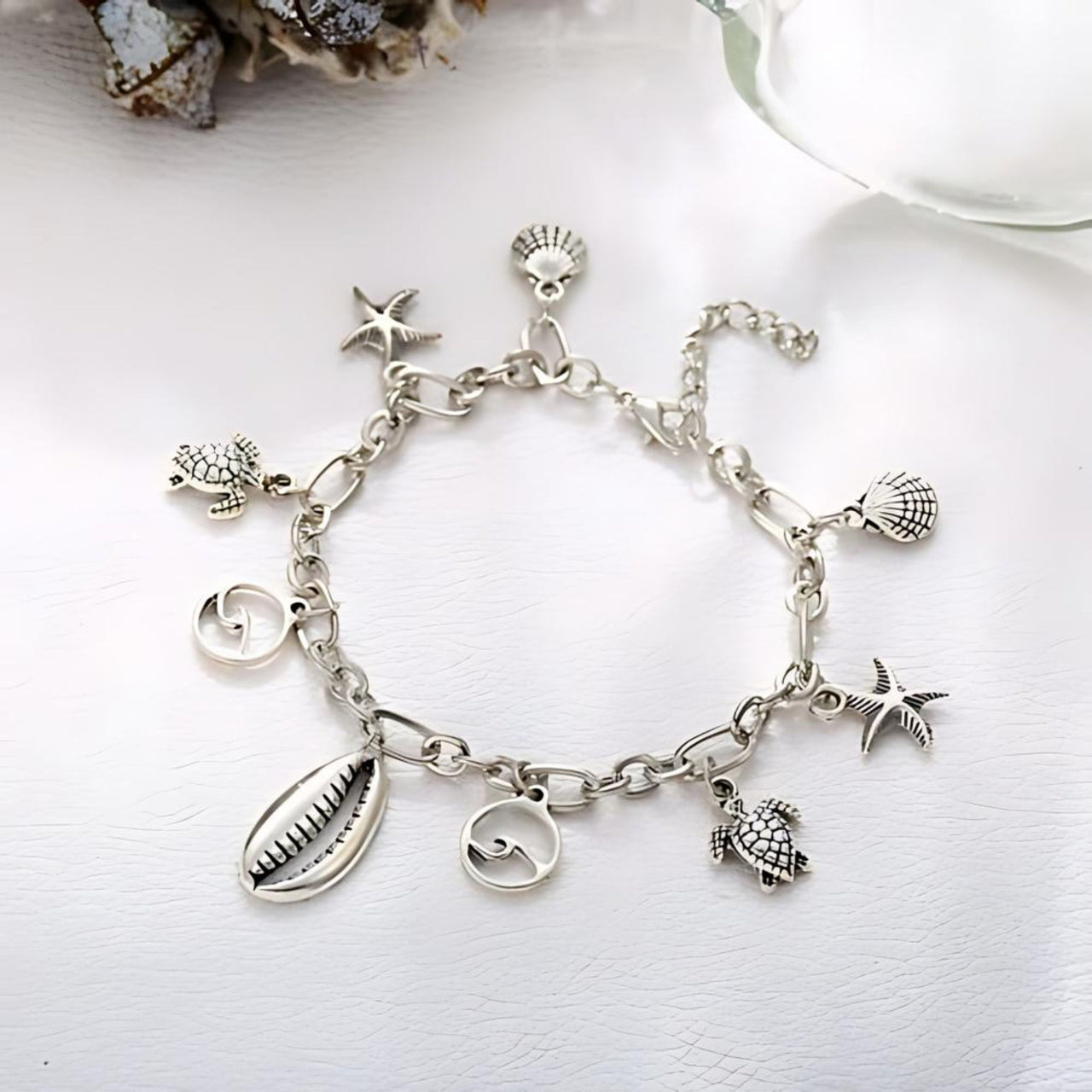 Charm Bracelet of the Sea 18K White Gold Plated Bracelet