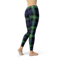 Thumbnail for Irish Green Blue Tartan Leggings