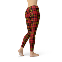 Thumbnail for Red Plaid Tartan Leggings