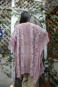 Thumbnail for Floral Grid Pattern Kimono