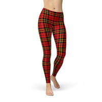 Thumbnail for Red Plaid Tartan Leggings