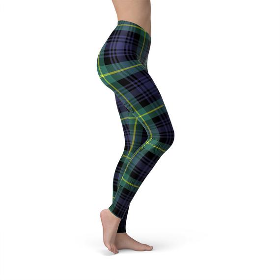 Irish Green Blue Tartan Leggings