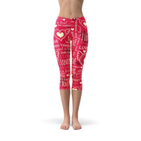 Thumbnail for Love Hearts Red Capri Leggings