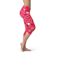 Thumbnail for Love Hearts Red Capri Leggings