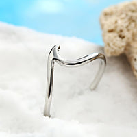 Thumbnail for Malibu Beach Curved Wave Abstract Ring in 14K White Gold Plating