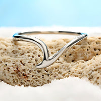 Thumbnail for Malibu Beach Curved Wave Abstract Ring in 14K White Gold Plating