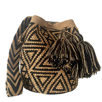 Thumbnail for Wayuu Mochila bag brown and black decorated with rhinestones and crystals