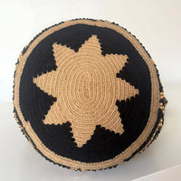 Thumbnail for Wayuu Mochila bag brown and black decorated with rhinestones and crystals