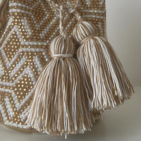 Thumbnail for Wayuu Mochila bag brown decorated with rhinestones and crystals