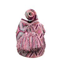 Thumbnail for Wayuu Mochila bag light purple pink decorated with rhinestones and crystals