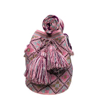 Thumbnail for Wayuu Mochila bag pink decorated with rhinestones and crystals