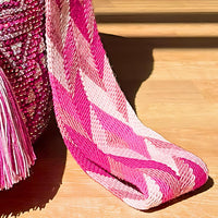 Thumbnail for Wayuu Mochila bag pink decorated with rhinestones and crystals