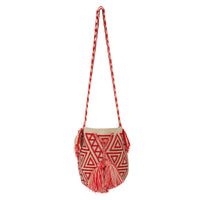 Thumbnail for Wayuu Mochila bag red decorated with rhinestones and crystals