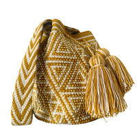 Thumbnail for Wayuu Mochila bag yellow decorated with rhinestones and crystals