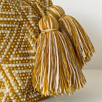 Thumbnail for Wayuu Mochila bag yellow decorated with rhinestones and crystals