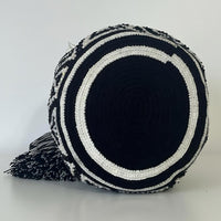 Thumbnail for Wayuu Mochila bag black and white decorated with rhinestones and crystals