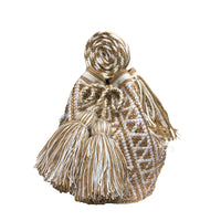 Thumbnail for Wayuu Mochila bag white and Beige decorated with rhinestones and crystals