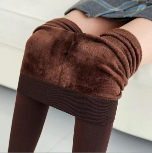 Warm High Rise Stretchy Fleece Leggings - ONE SIZE