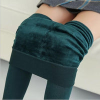 Thumbnail for Warm High Rise Stretchy Fleece Leggings - ONE SIZE