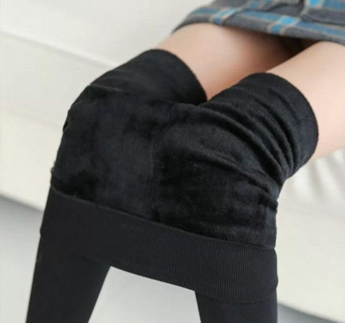 Warm High Rise Stretchy Fleece Leggings - ONE SIZE