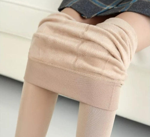 Warm High Rise Stretchy Fleece Leggings - ONE SIZE