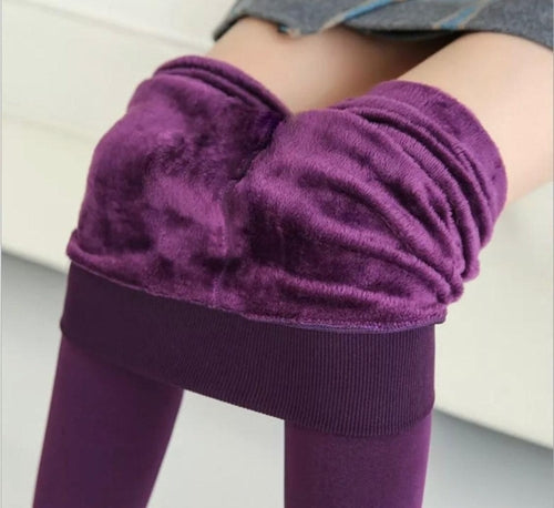 Warm High Rise Stretchy Fleece Leggings - ONE SIZE